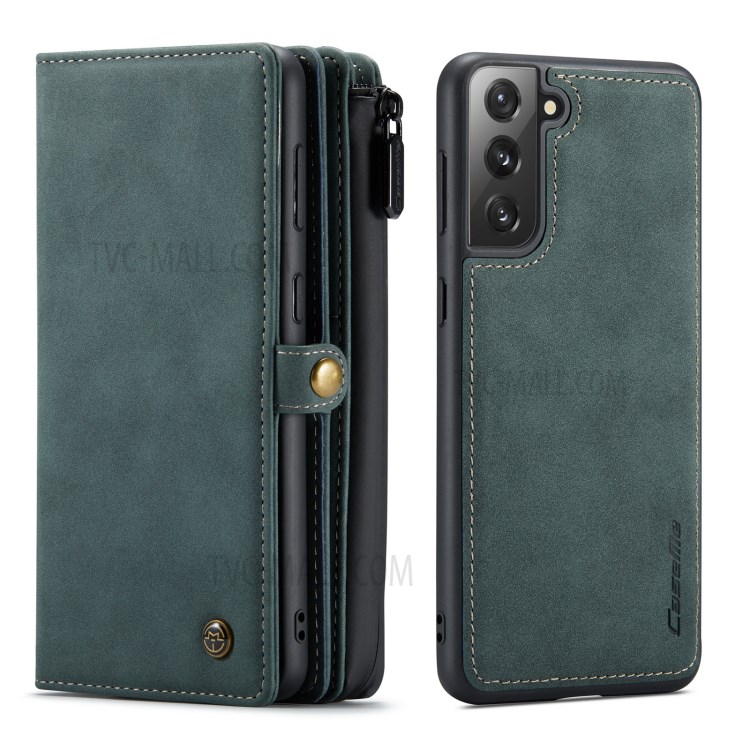 CASEME 018 Series Leather Detachable 2-in-1 Wallet Case for Samsung Galaxy S21 - Green-27