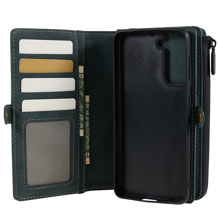 CASEME 018 Series Leather Detachable 2-in-1 Wallet Case for Samsung Galaxy S21 - Green-4