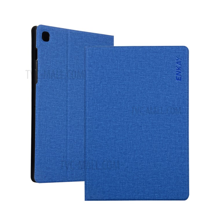 ENKAY Cloth Texture Leather TPU Back Stand Smart Case for Samsung Galaxy Tab A7 10.4 (2020) T500 / T505 - Blue-1