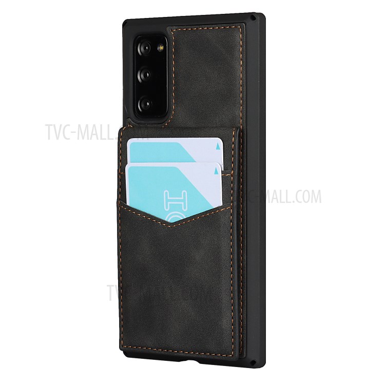 Skin-Touch PU Leather Coated TPU Kickstand Card Slot Design Phone Case with Strap for Samsung Galaxy S20 FE/S20 Fan Edition/S20 FE 5G/S20 Fan Edition 5G - Black-3