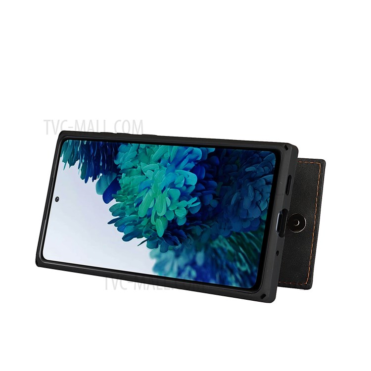 Skin-Touch PU Leather Coated TPU Kickstand Card Slot Design Phone Case with Strap for Samsung Galaxy S20 FE/S20 Fan Edition/S20 FE 5G/S20 Fan Edition 5G - Black-6