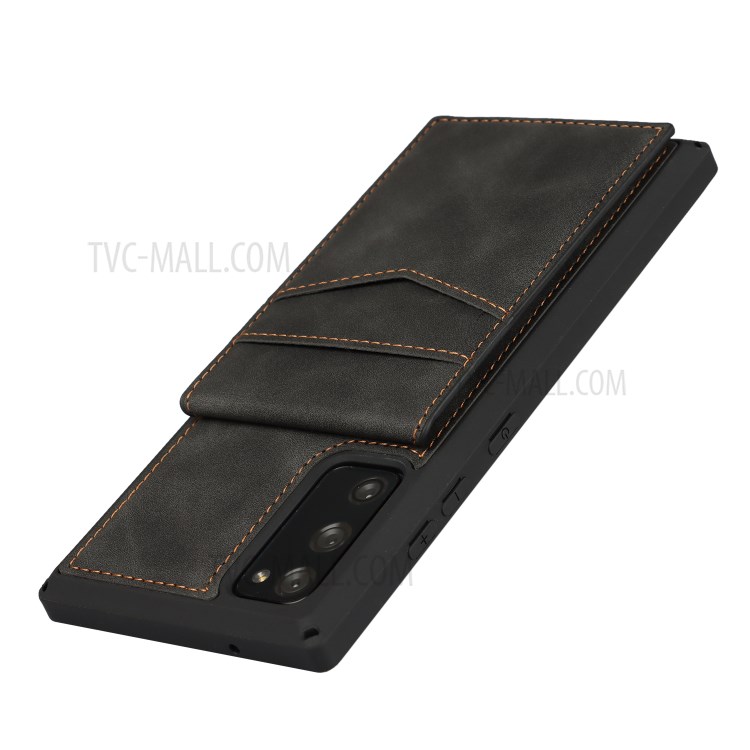 Skin-Touch PU Leather Coated TPU Kickstand Card Slot Design Phone Case with Strap for Samsung Galaxy S20 FE/S20 Fan Edition/S20 FE 5G/S20 Fan Edition 5G - Black-9