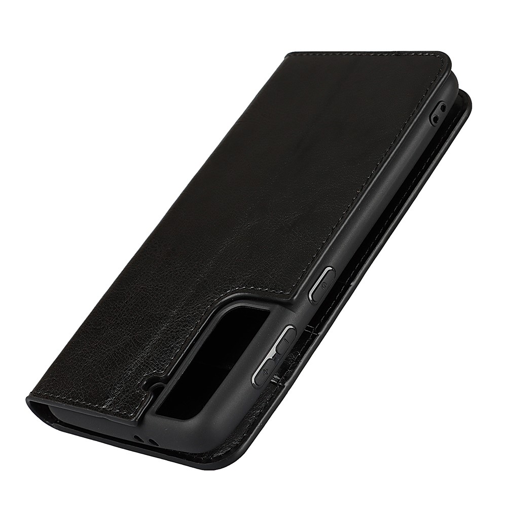 Wallet Stand Design Crazy Horse Texture Genuine Leather Cover Case for Samsung Galaxy S21 5G - Black-6