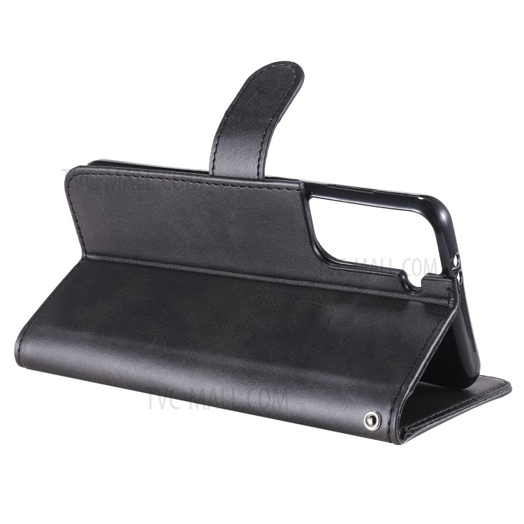 Zipper Pocket Leather Wallet Stand Case for Samsung Galaxy S21 5G - Black-7