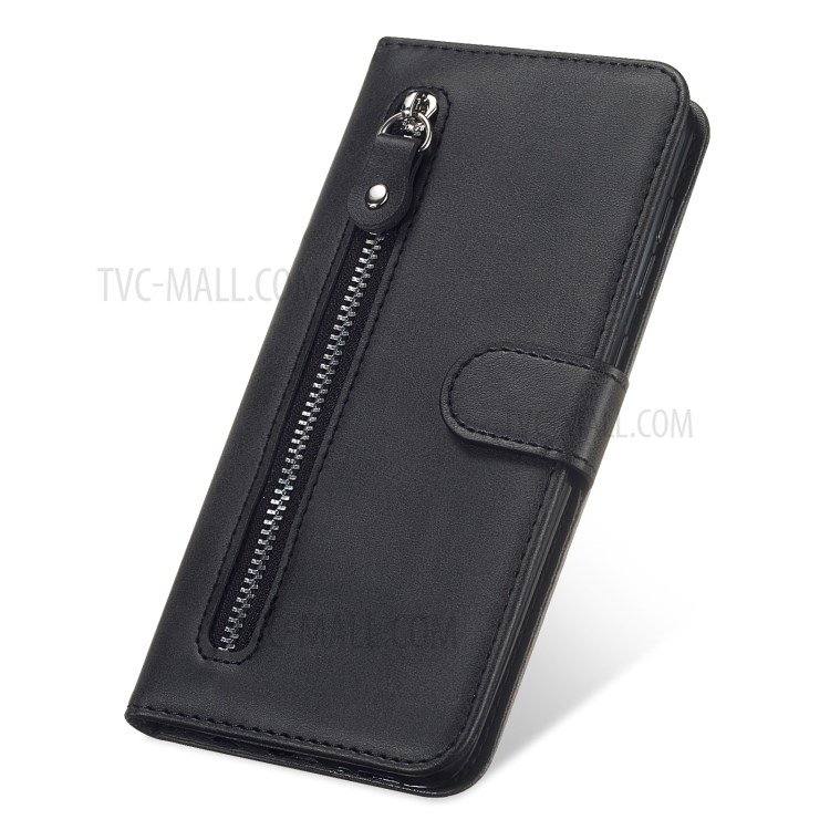 Zipper Pocket Leather Wallet Stand Case for Samsung Galaxy S21 5G - Black-9