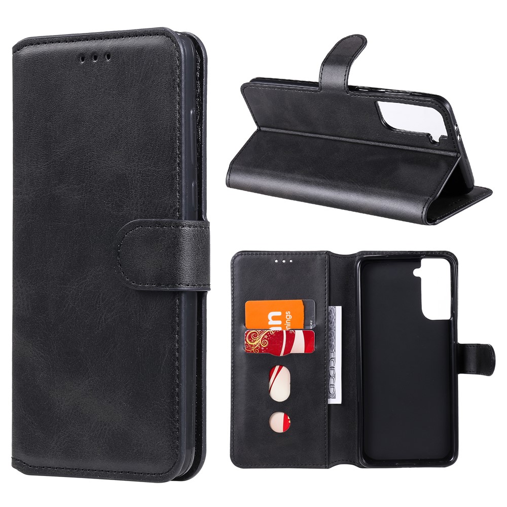 Wallet Stand Flip Leather Phone Case for Samsung Galaxy S21+ 5G - Black-1