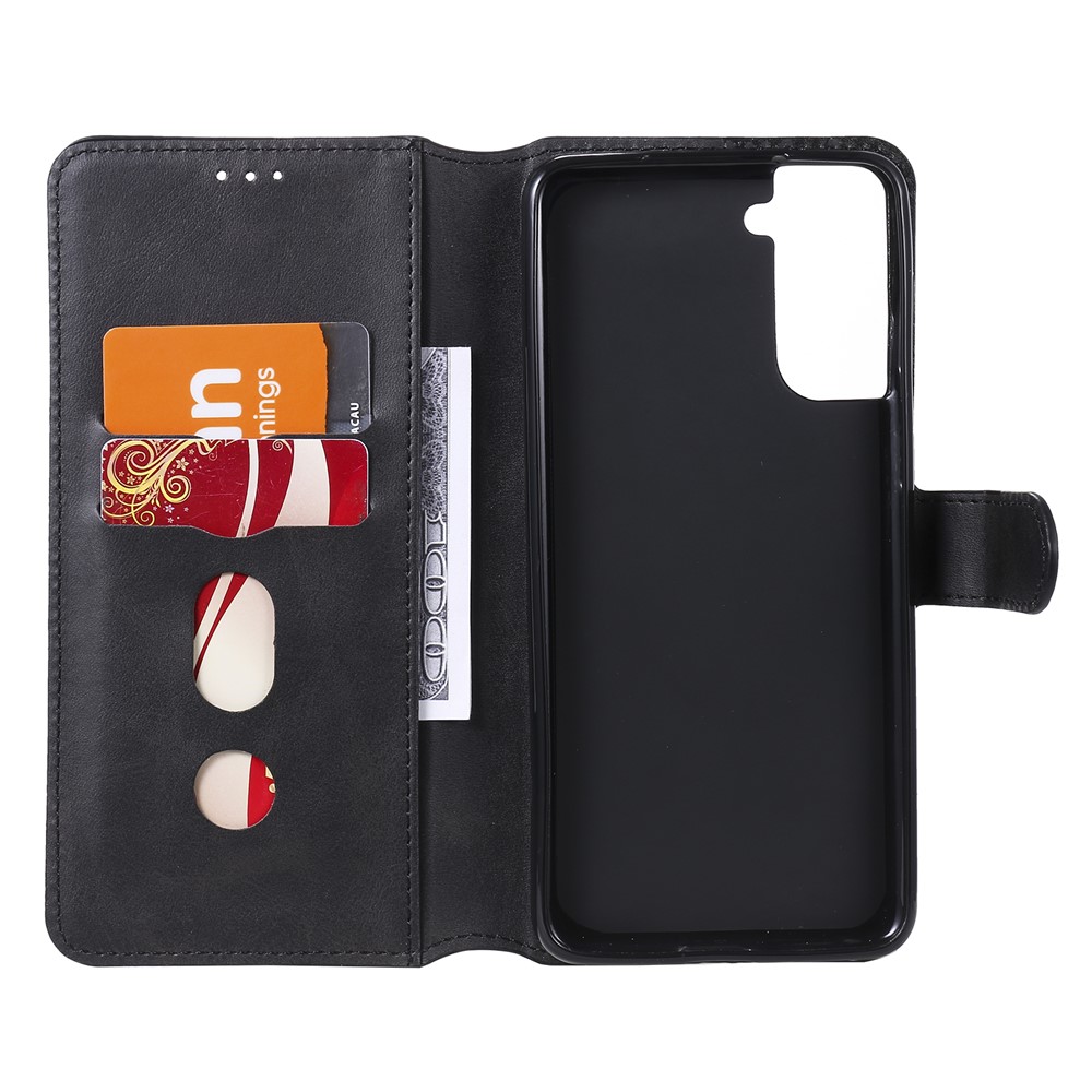 Wallet Stand Flip Leather Phone Case for Samsung Galaxy S21+ 5G - Black-4