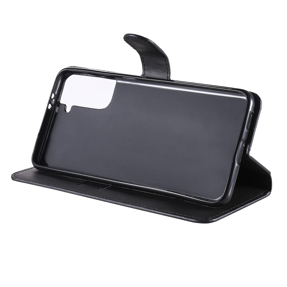 Wallet Stand Flip Leather Phone Case for Samsung Galaxy S21+ 5G - Black-6