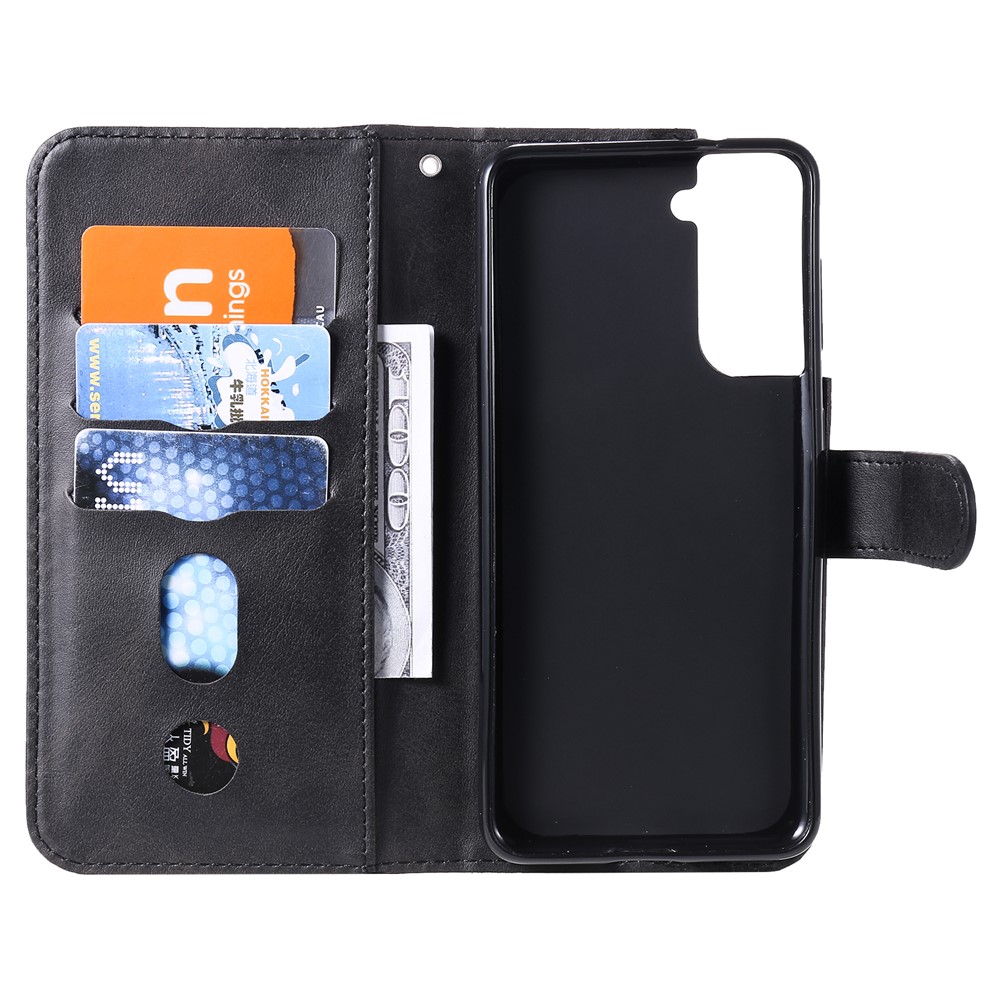 Zipper Pocket Leather Wallet Stand Case for Samsung Galaxy S21+ 5G - Black-5