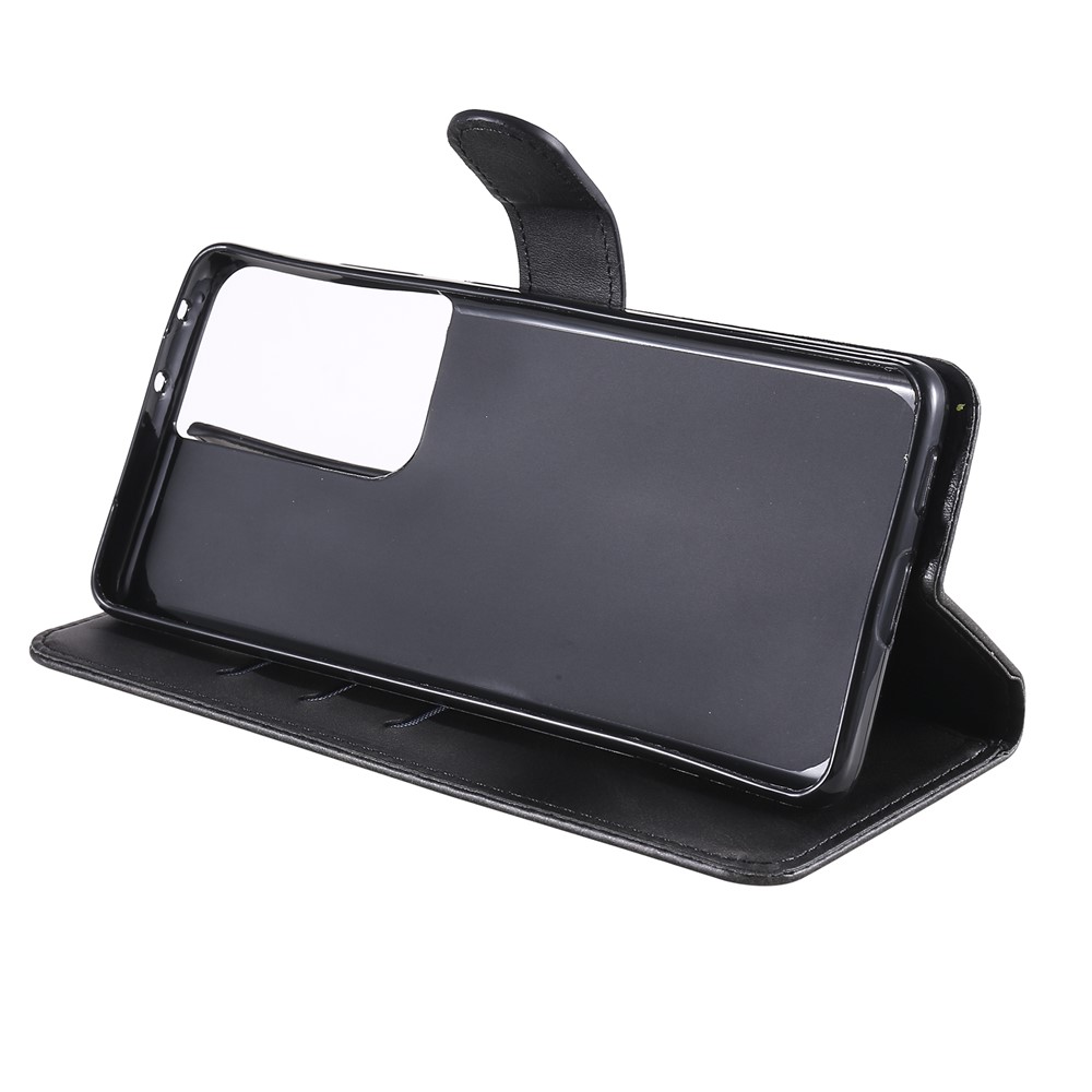 Zipper Pocket Leather Wallet Stand Case for Samsung Galaxy S21 Ultra 5G - Black-12
