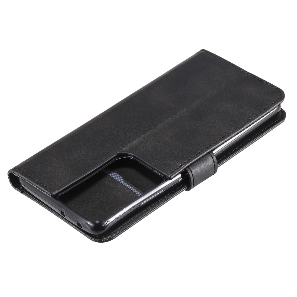 Zipper Pocket Leather Wallet Stand Case for Samsung Galaxy S21 Ultra 5G - Black-8