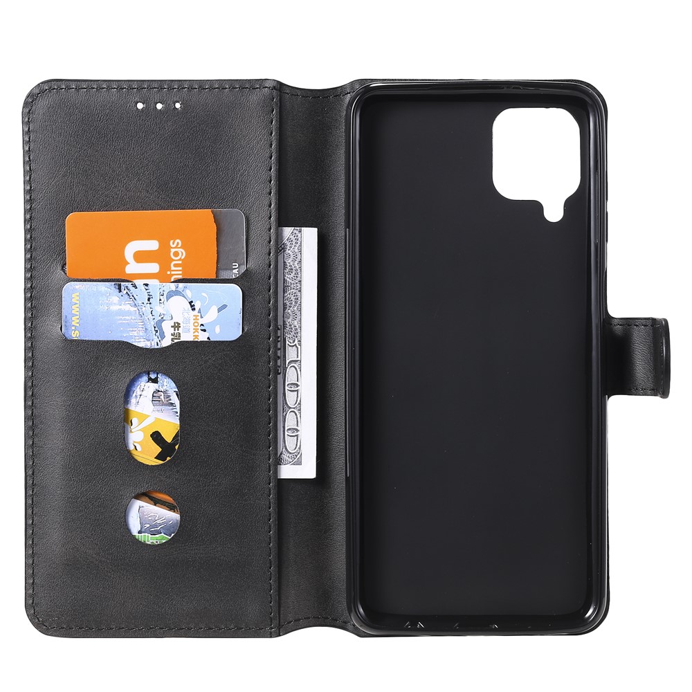 Classic Wallet Stand Flip Leather Phone Case for Samsung Galaxy A12 - Black-4