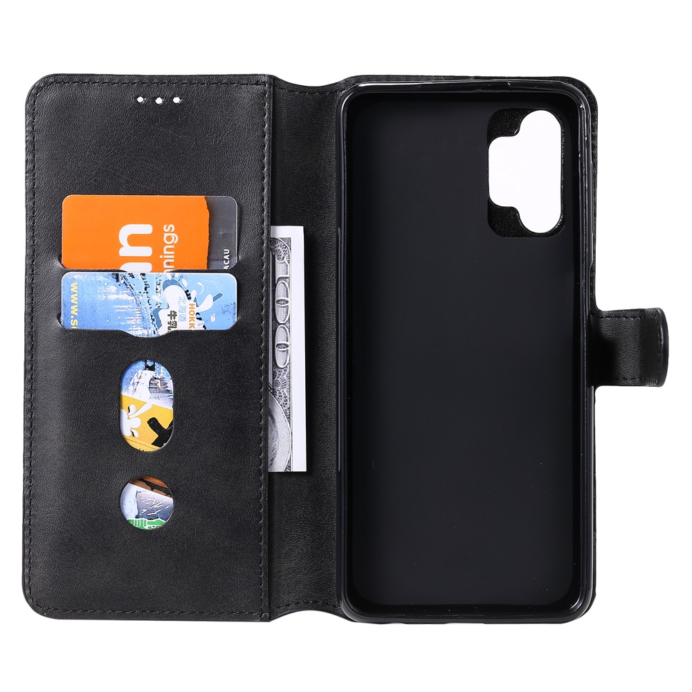 Classic Wallet Stand Flip Leather Phone Case for Samsung Galaxy A32 5G - Black-4