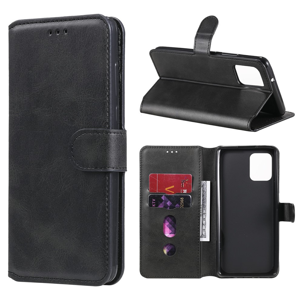 Classic Wallet Stand Leather Phone Cover Case for Samsung Galaxy A42 5G - Black-1