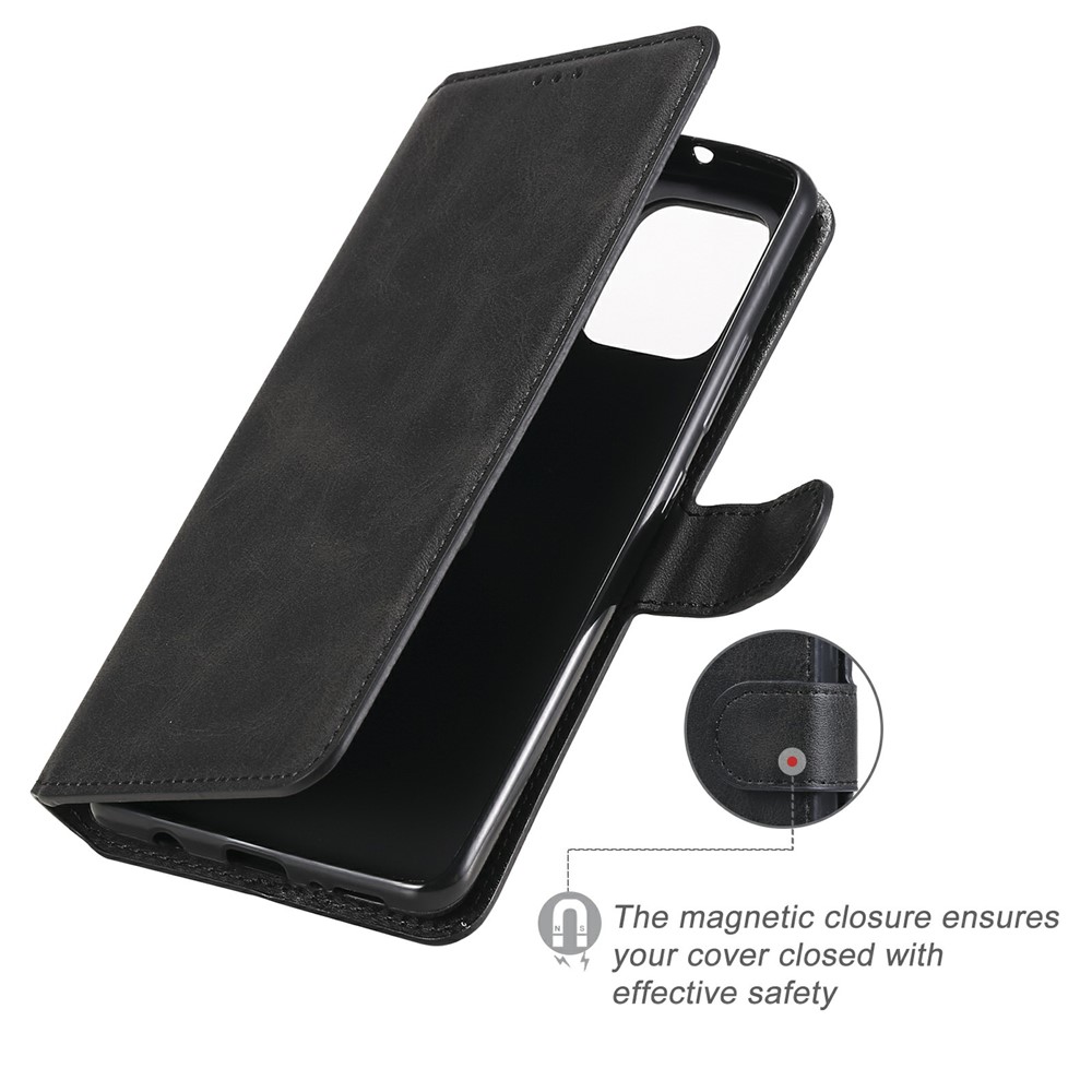 Étui de Couverture de Téléphone en Cuir de Support de Portefeuille Classique Pour Samsung Galaxy A42 5G - le Noir