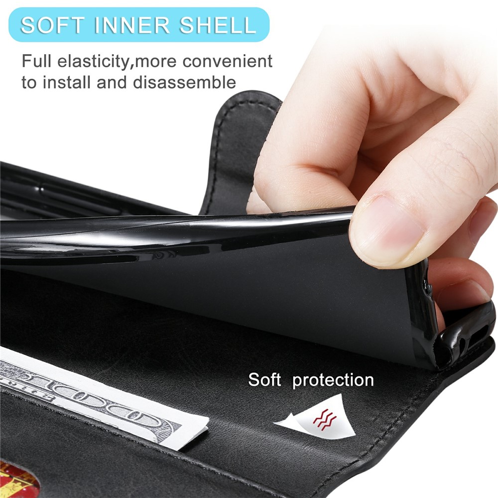 Classic Wallet Stand Leather Phone Cover Case for Samsung Galaxy A42 5G - Black-9