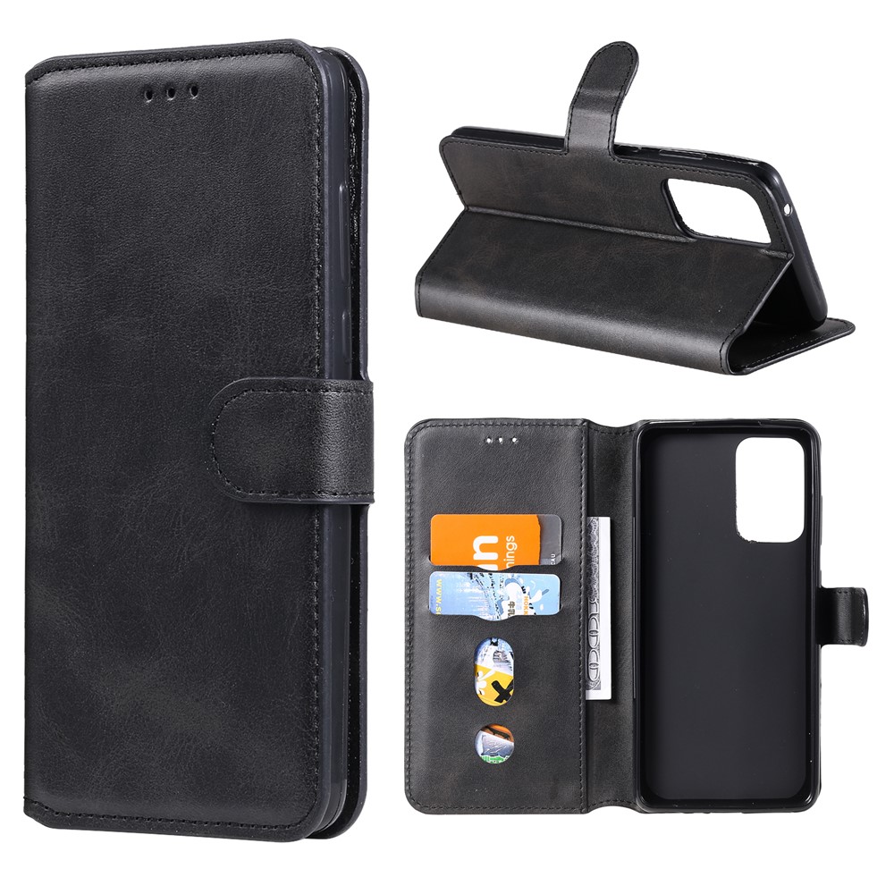 Classic Wallet Stand Flip Leather Phone Case for Samsung Galaxy A52 5G - Black-1
