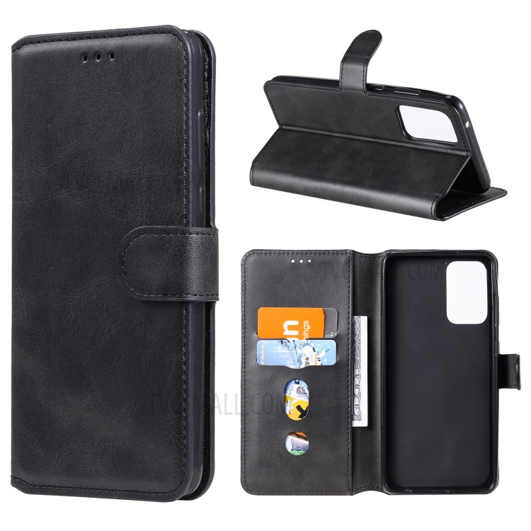 Classic Wallet Stand Flip Leather Phone Case for Samsung Galaxy A72 5G - Black-1