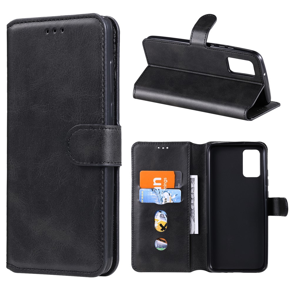 Classic Wallet Stand Flip Leather Phone Case for Samsung Galaxy A02s (EU Version) - Black-1