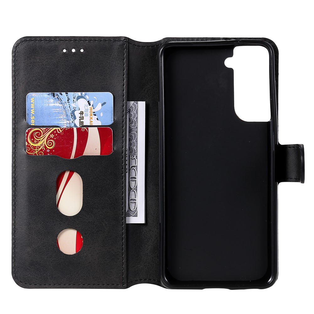 Wallet Stand Flip Leather Phone Case for Samsung Galaxy S21 5G - Black-4