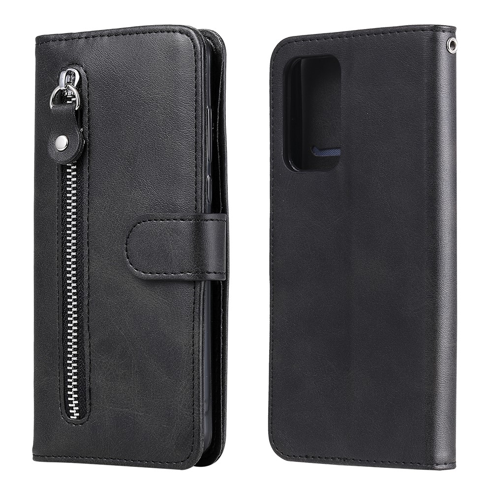 Zipper Pocket Wallet Leather Stand Smartphone Case for Samsung Galaxy A52 5G/A52 4G - Black-2