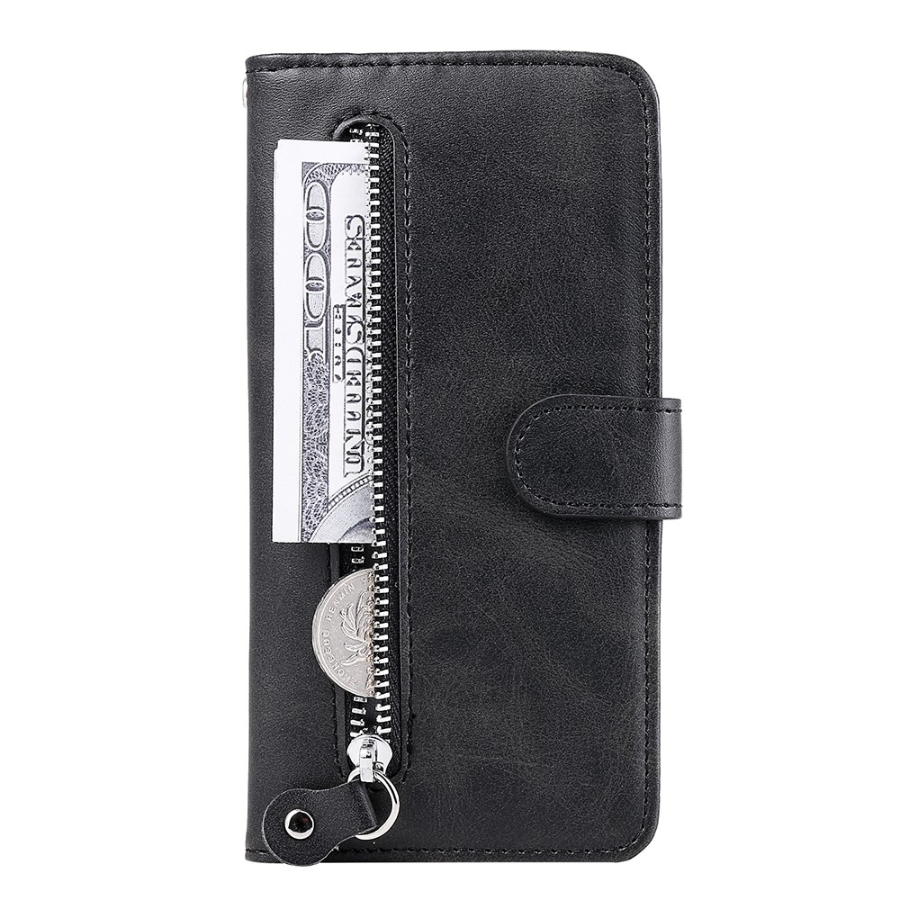 Zipper Pocket Wallet Leather Stand Smartphone Case for Samsung Galaxy A52 5G/A52 4G - Black-3