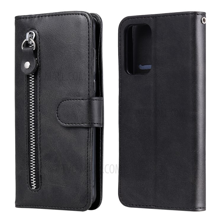 Zipper Pocket Wallet Leather Stand Phone Case for Samsung Galaxy A72 5G/A72 4G - Black-2