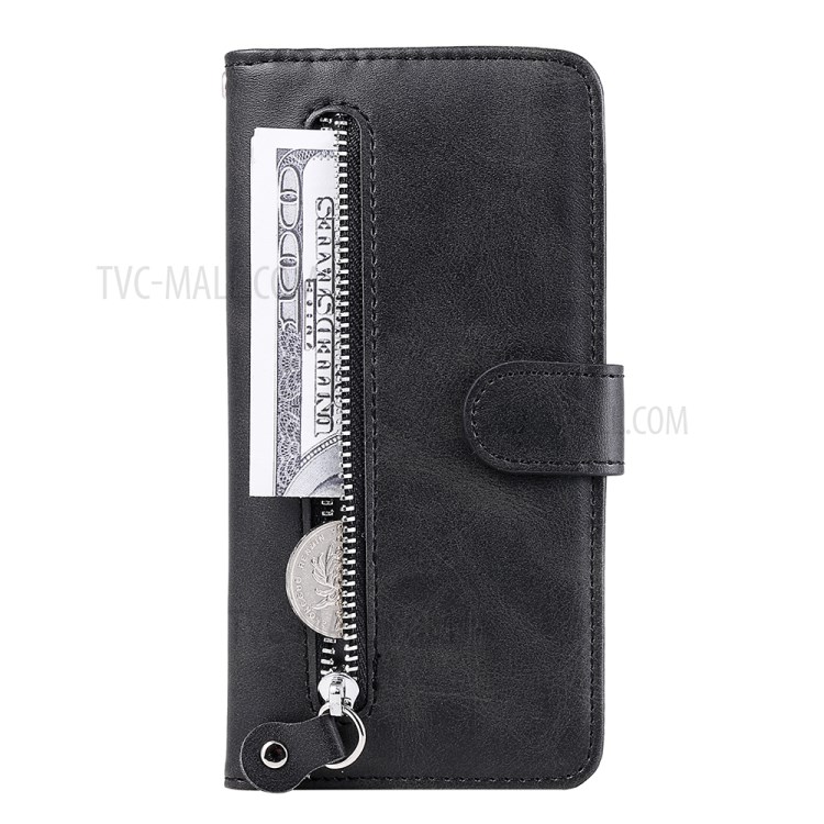 Zipper Pocket Wallet Leather Stand Phone Case for Samsung Galaxy A72 5G/A72 4G - Black-3