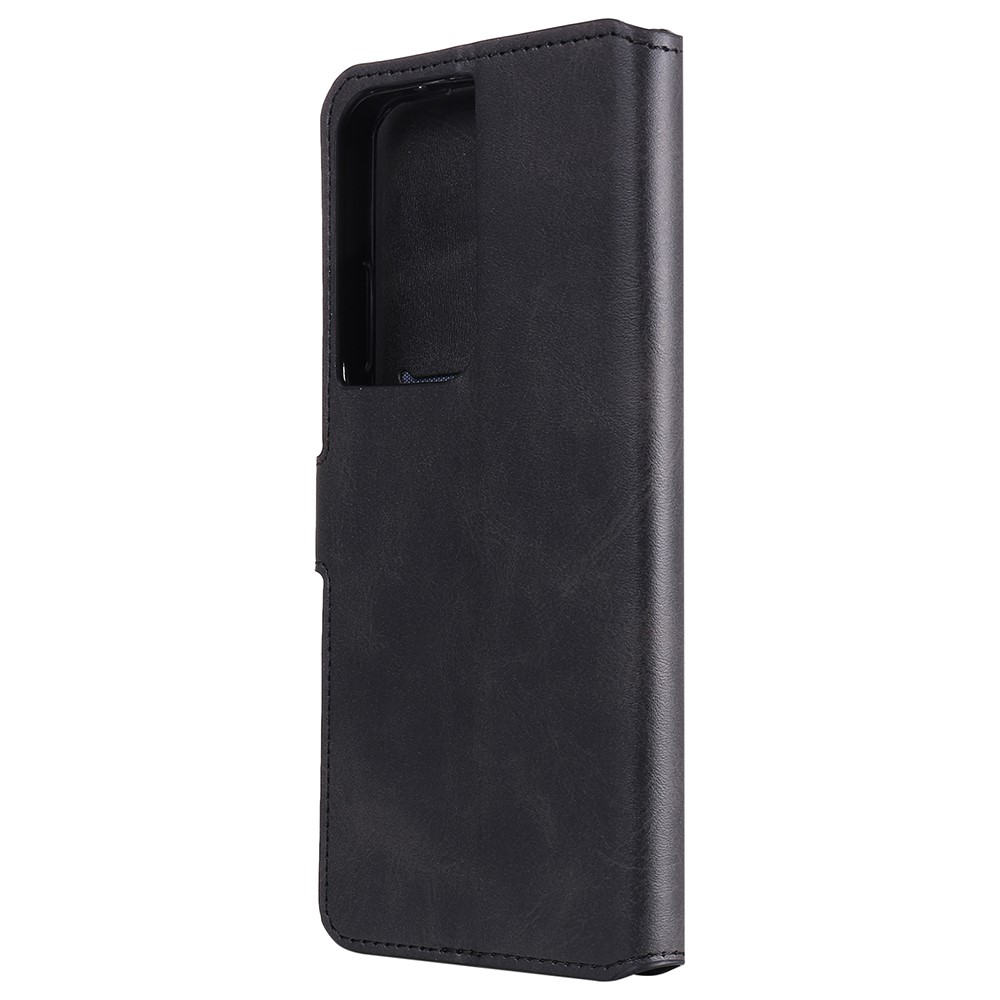 Wallet Leather Stand Cell Phone Case for Samsung Galaxy S21 Ultra 5G - Black-3