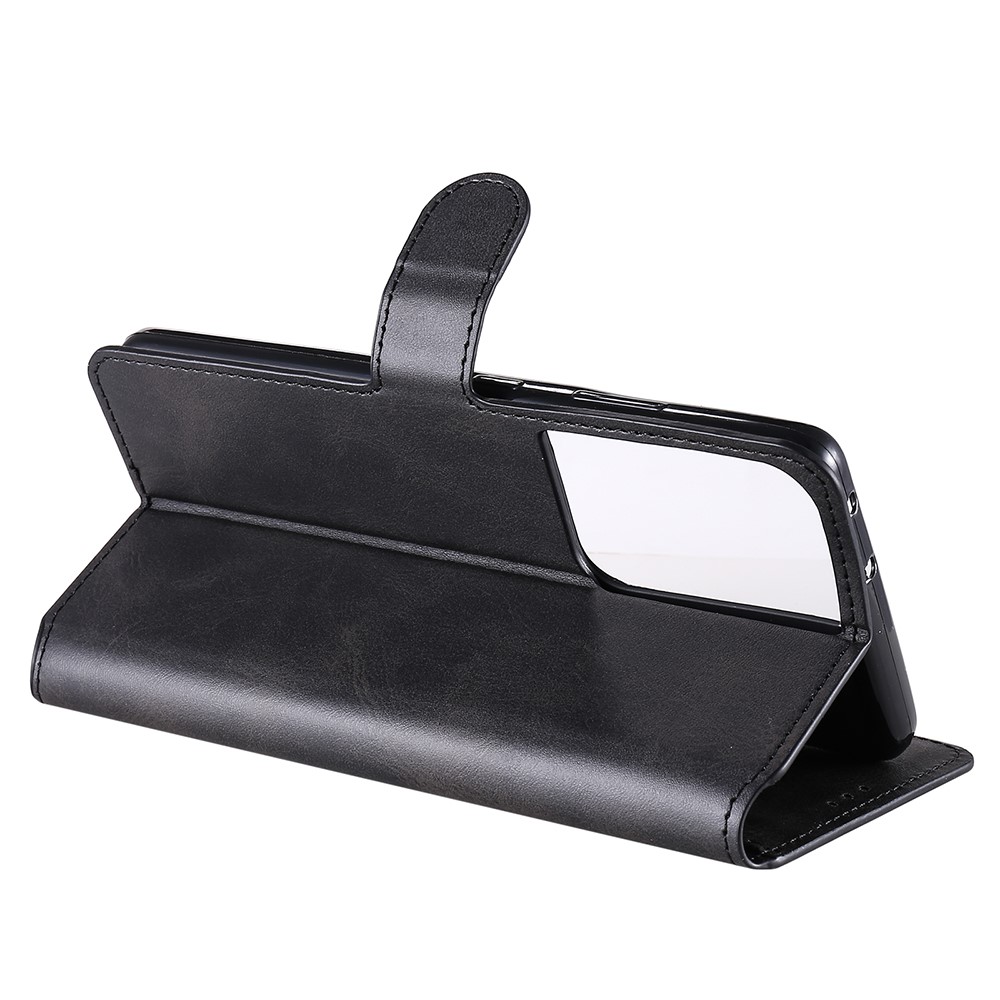 Wallet Leather Stand Cell Phone Case for Samsung Galaxy S21 Ultra 5G - Black-5