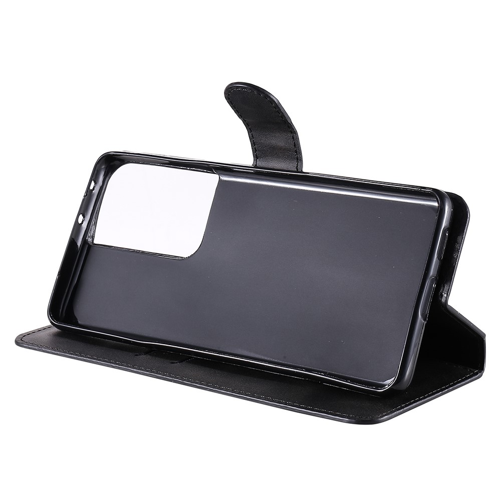 Wallet Leather Stand Cell Phone Case for Samsung Galaxy S21 Ultra 5G - Black-6