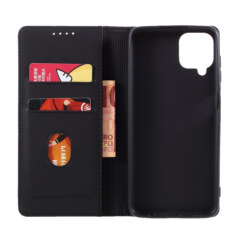 Automatic Suction Liquid Silicone Feel Leather Wallet Case for Samsung Galaxy A12 - Black-10