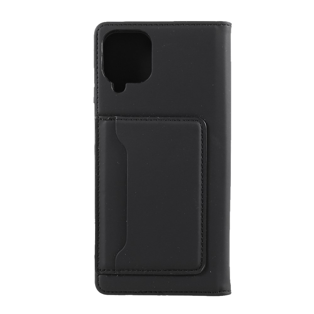 Automatic Suction Liquid Silicone Feel Leather Wallet Case for Samsung Galaxy A12 - Black-3