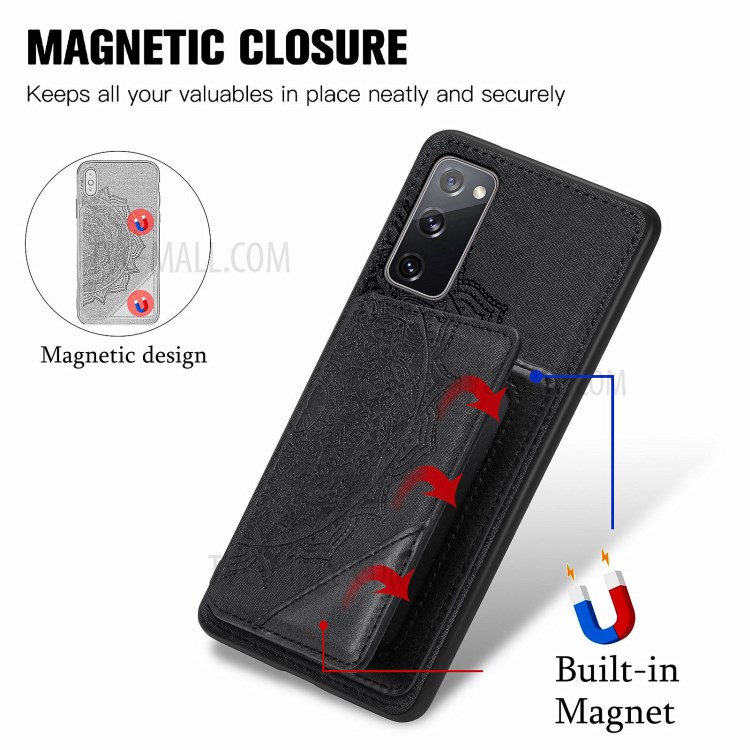 Mandala Flower Pattern PU Leather+TPU Flip Wallet Phone Case for Samsung Galaxy S20 FE/S20 Fan Edition/S20 FE 5G/S20 Fan Edition 5G - Black-10
