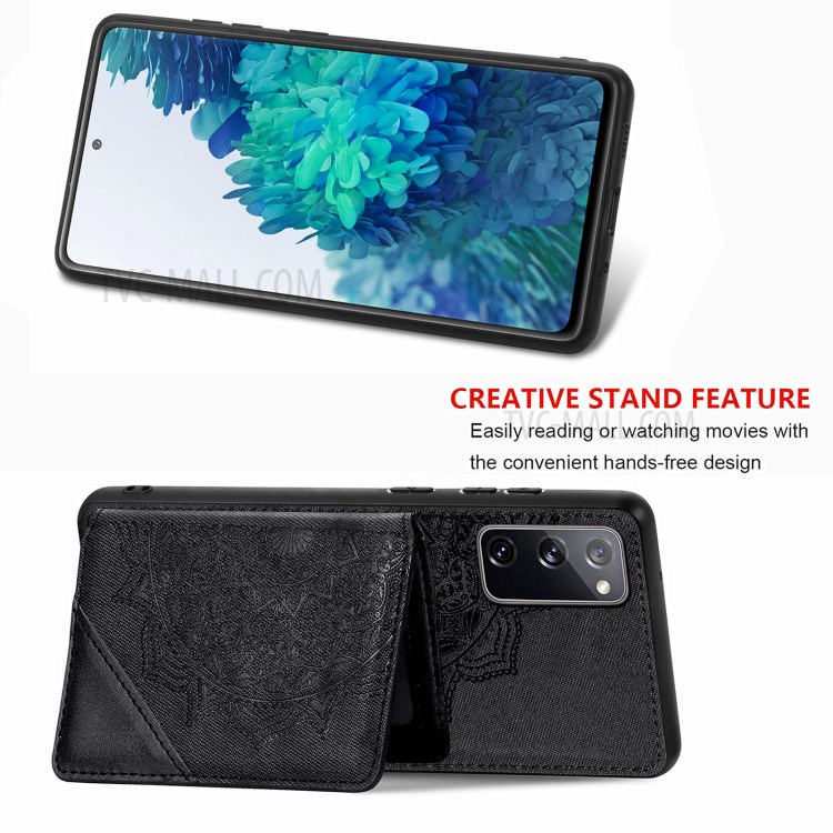Mandala Flower Pattern PU Leather+TPU Flip Wallet Phone Case for Samsung Galaxy S20 FE/S20 Fan Edition/S20 FE 5G/S20 Fan Edition 5G - Black-4