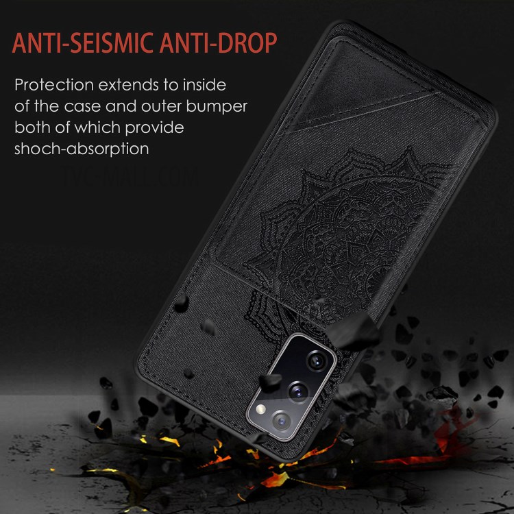 Mandala Flower Pattern PU Leather+TPU Flip Wallet Phone Case for Samsung Galaxy S20 FE/S20 Fan Edition/S20 FE 5G/S20 Fan Edition 5G - Black-6