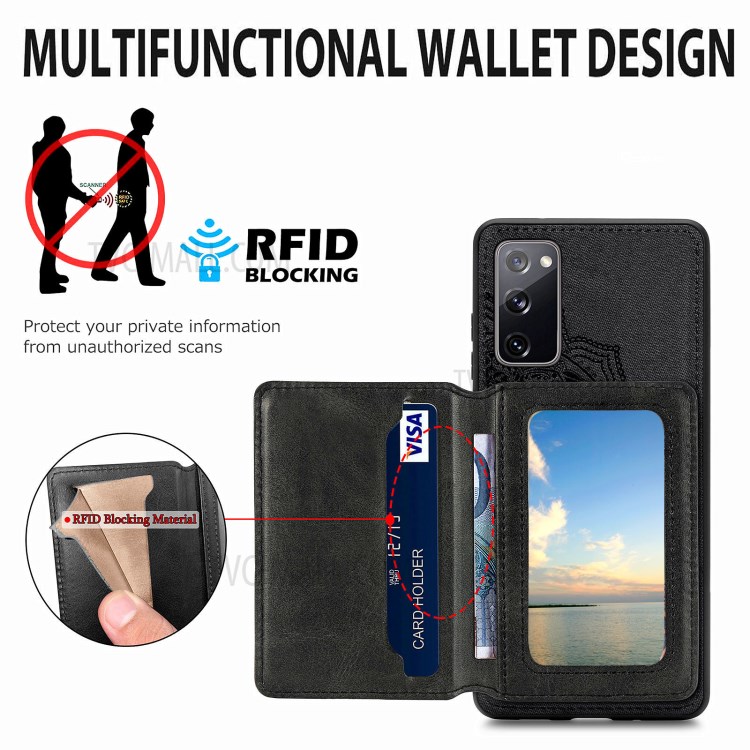 Mandala Flower Pattern PU Leather+TPU Flip Wallet Phone Case for Samsung Galaxy S20 FE/S20 Fan Edition/S20 FE 5G/S20 Fan Edition 5G - Black-7