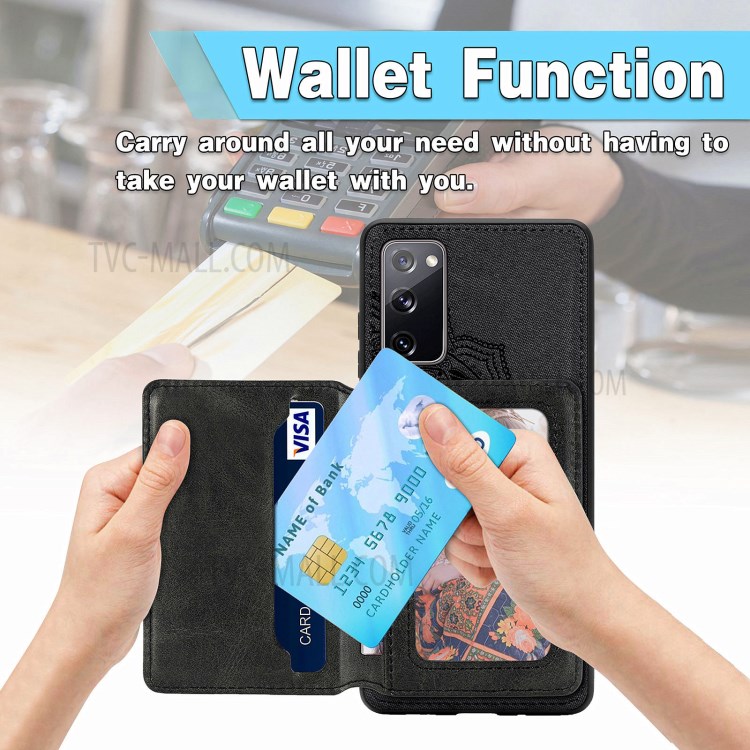Mandala Flower Pattern PU Leather+TPU Flip Wallet Phone Case for Samsung Galaxy S20 FE/S20 Fan Edition/S20 FE 5G/S20 Fan Edition 5G - Black-8