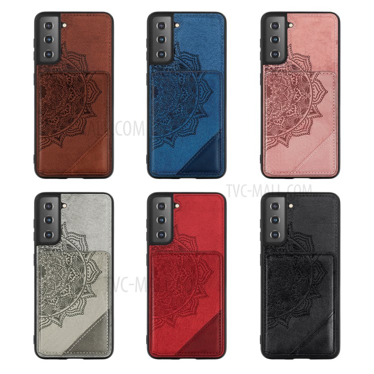 Mandala Flower Pattern PU Leather+TPU Flip Wallet Phone Case for Samsung Galaxy S21 5G - Black-12