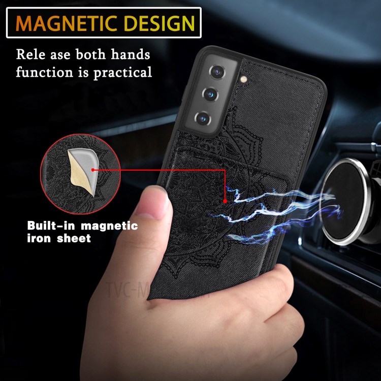 Mandala Flower Pattern PU Leather+TPU Flip Wallet Phone Case for Samsung Galaxy S21 5G - Black-7
