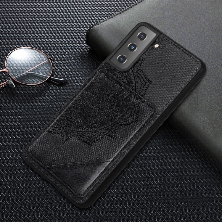 Mandala Flower Pattern PU Leather+TPU Flip Wallet Phone Case for Samsung Galaxy S21 5G - Black-9