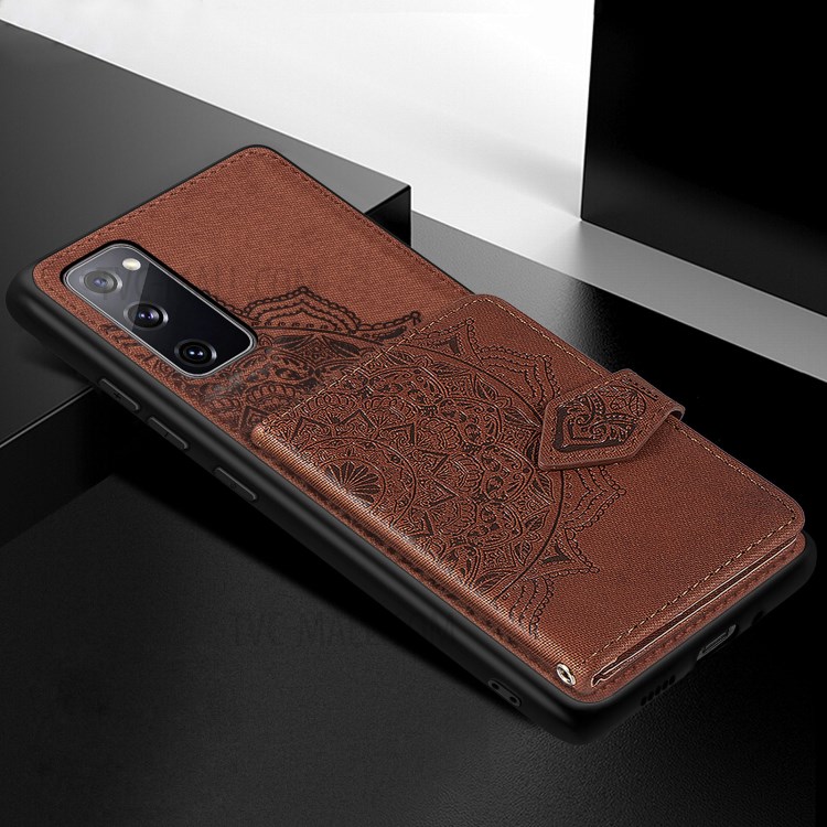 Card Slot Design PU Leather Coated TPU Phone Case with Kickstand and Strap for Samsung Galaxy S20 FE/S20 Fan Edition/S20 FE 5G/S20 Fan Edition 5G - Brown-5