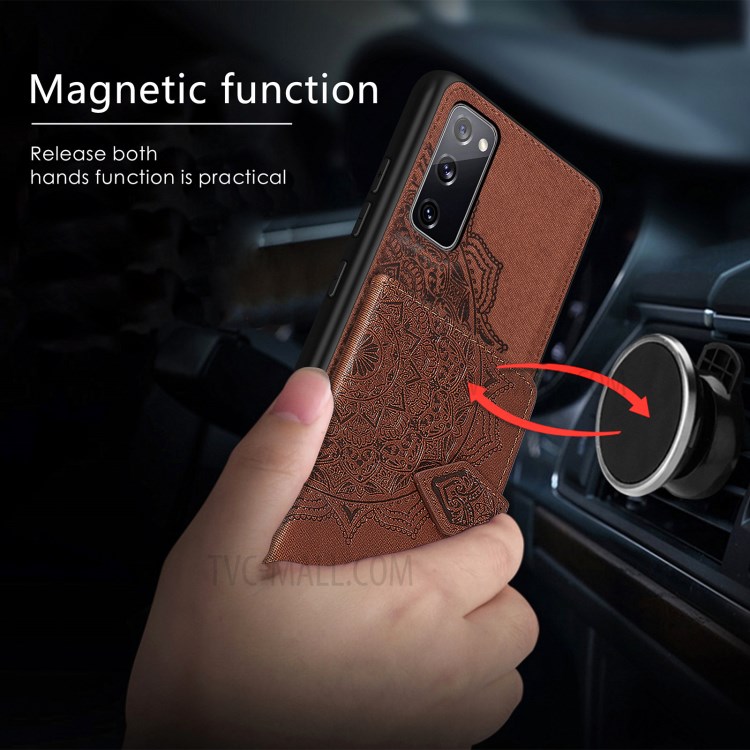 Card Slot Design PU Leather Coated TPU Phone Case with Kickstand and Strap for Samsung Galaxy S20 FE/S20 Fan Edition/S20 FE 5G/S20 Fan Edition 5G - Brown-9