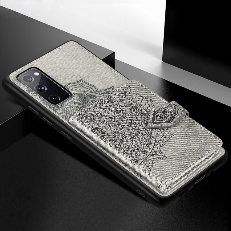 Card Slot Design PU Leather Coated TPU Phone Case with Kickstand and Strap for Samsung Galaxy S20 FE/S20 Fan Edition/S20 FE 5G/S20 Fan Edition 5G - Grey-5