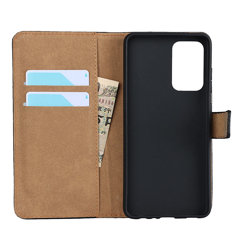 Genuine Leather Phone Wallet Stand Shell for Samsung Galaxy A52 5G/A52 4G-5