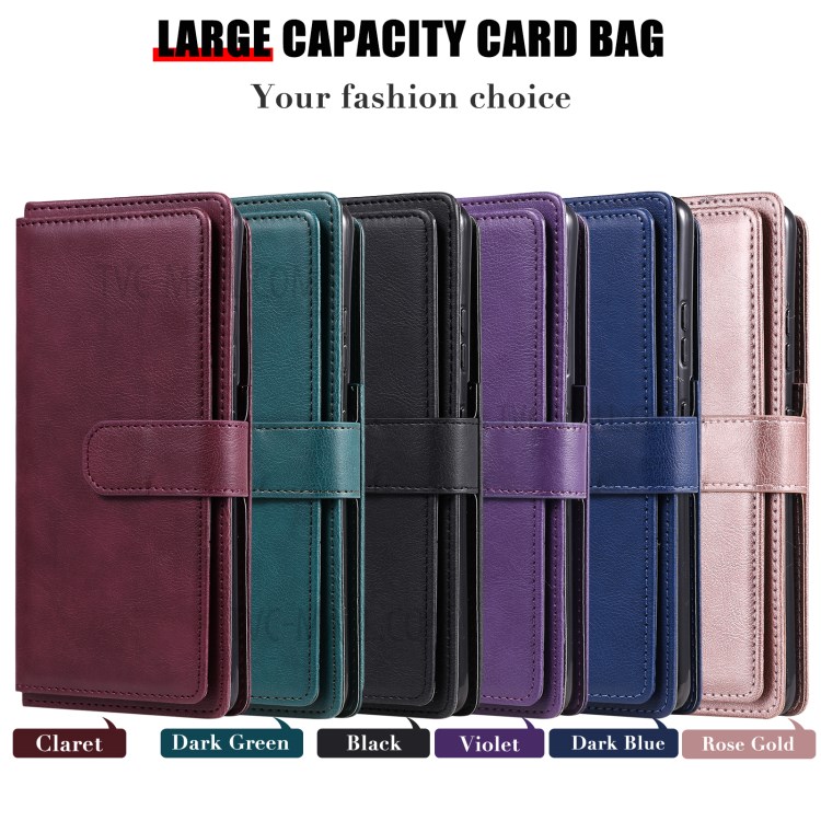 Quality Leather Wallet Design Cover Shell with Multi-function 10 Card Slots for Realme 7i (Global) / Realme C17 - Purple-22