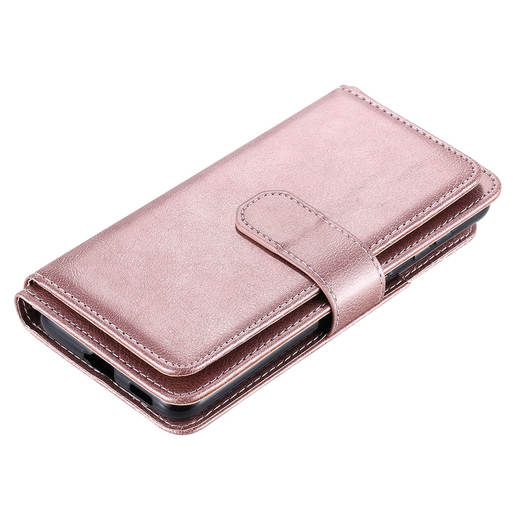 KT Multifuncional Serie-1 Capacidad de Diseño de Billetera de Cuero de Calidad Para Samsung Galaxy S21 Más 5G Con 10 Ranuras Para Tarjetas - Oro Rosa