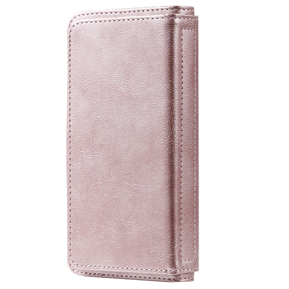 Quality Leather Wallet Design Cover Shell for Samsung Galaxy S21 Plus 5G with Multi-function 10 Card Slots - Rose Gold-4