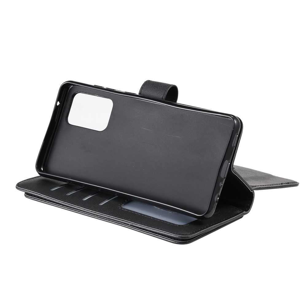 Quality Leather Wallet Design Cover for Samsung Galaxy A72 5G Multi-function 10 Card Slots Shell - Black-12