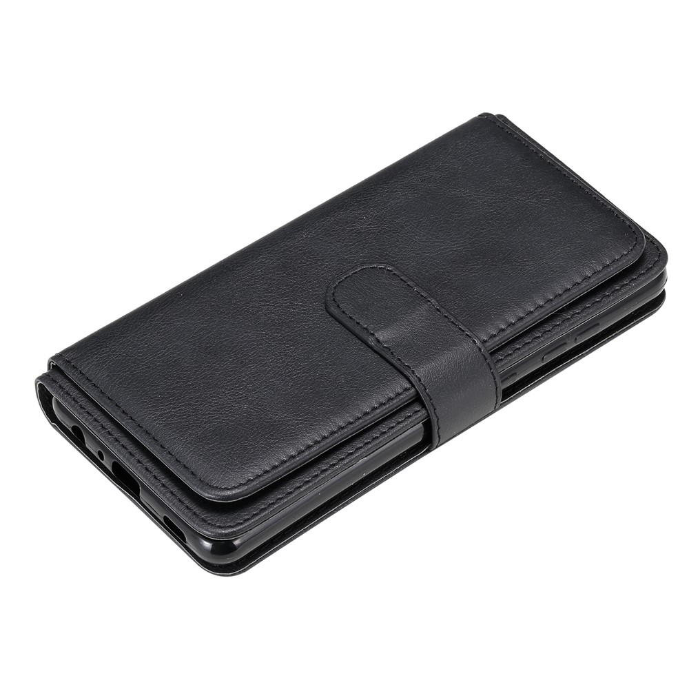 Quality Leather Wallet Design Cover for Samsung Galaxy A72 5G Multi-function 10 Card Slots Shell - Black-13